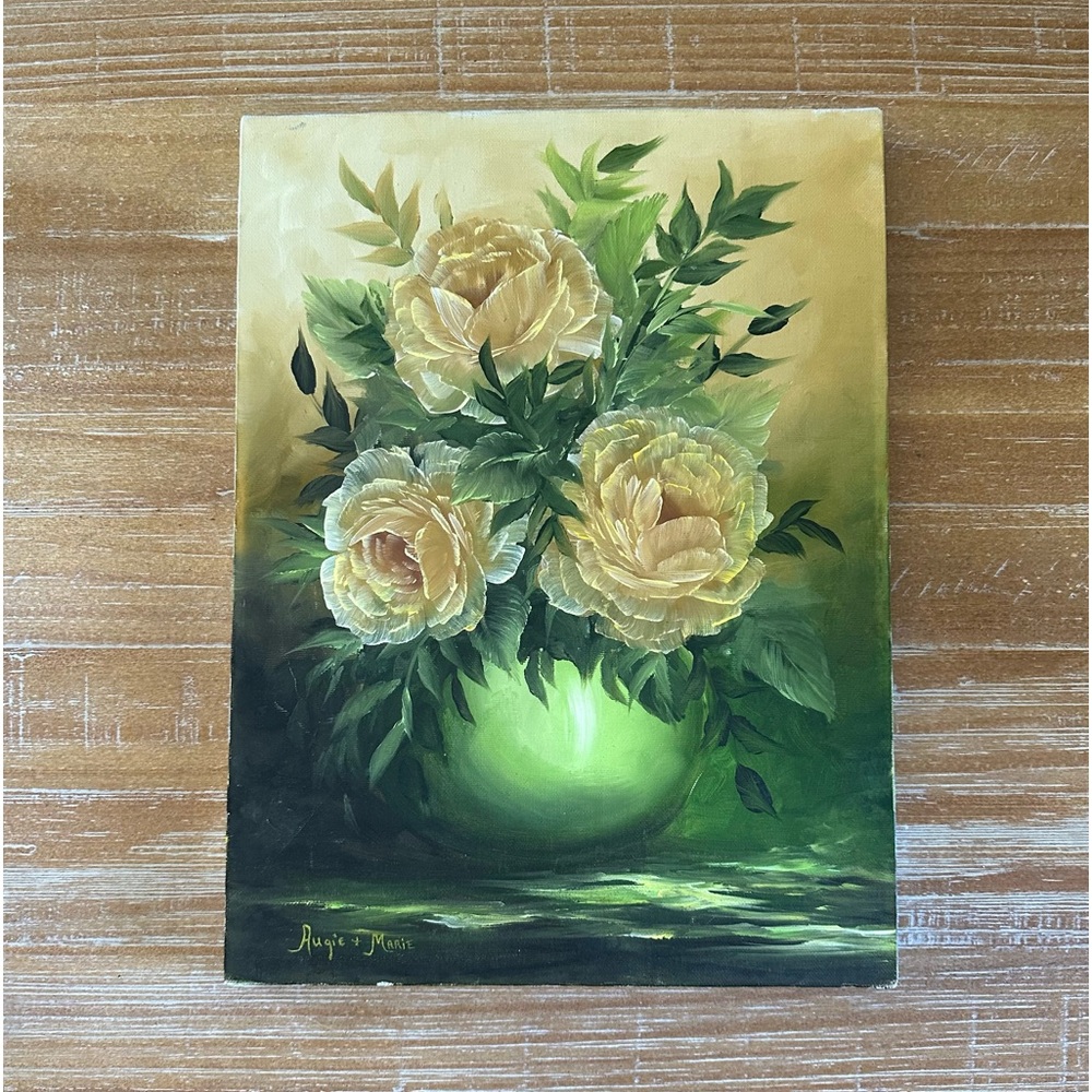 Vintage Oil on Canvas Floral Painting